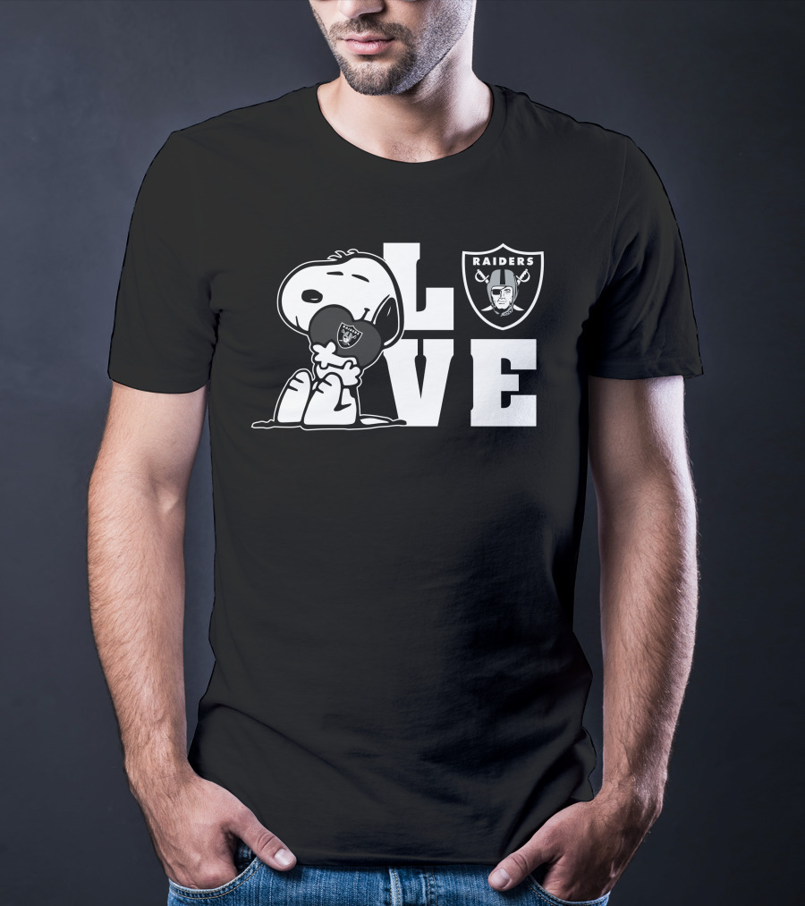Snoopy Love Las Vegas Raiders Raiders Logo Football T-Shirt