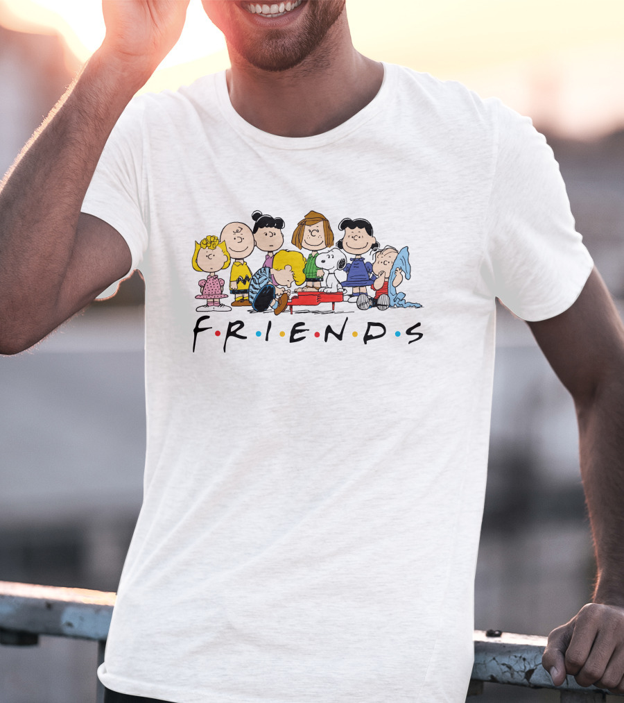 Friends Snoopy Peanuts Characters With Charlie Brown And Friends Text T-Shirt