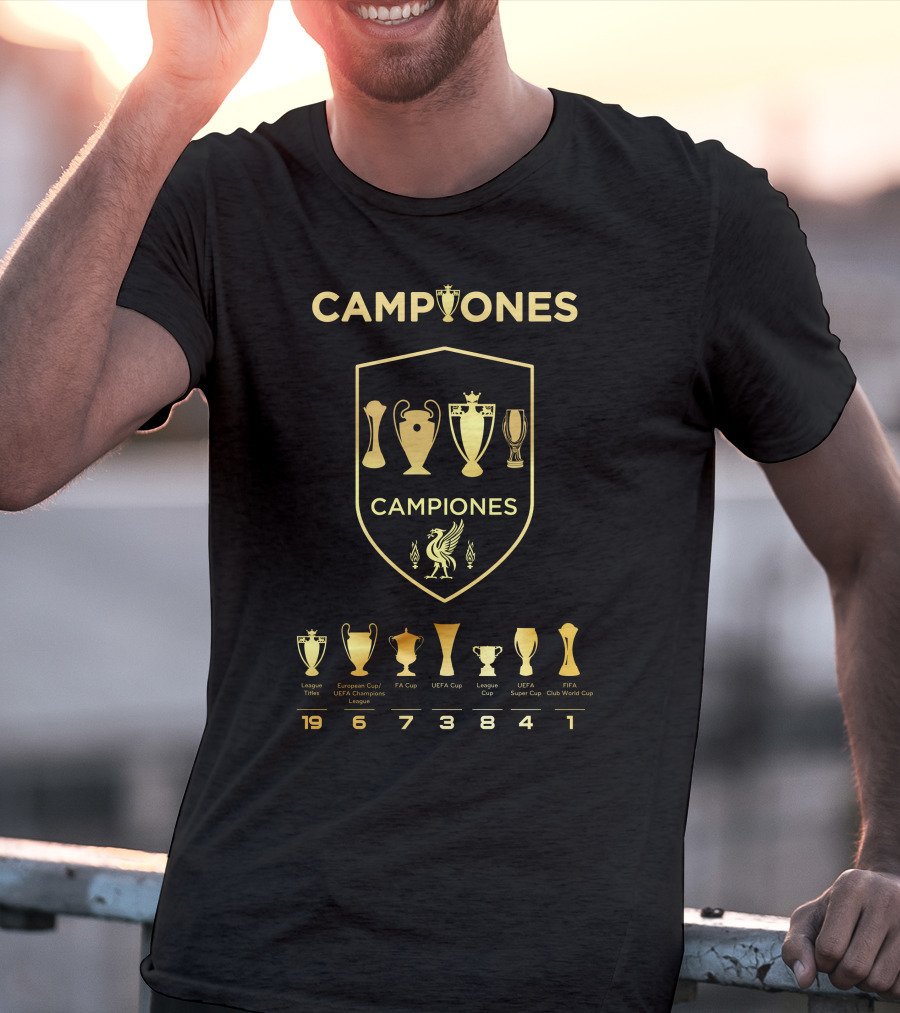 Liverpool Campiones Trophy Achievements European Cup FA League Titles T-Shirt