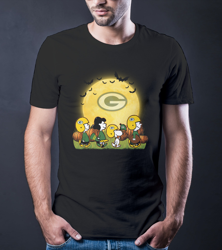 Green Bay Packers Snoopy Halloween Moon Pumpkins T-Shirt