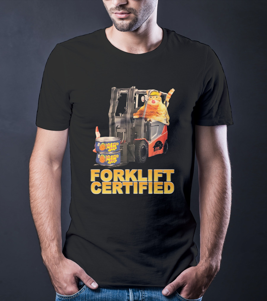 Forklift Certified Cat With Chef Pepe Soup Cans T-Shirt