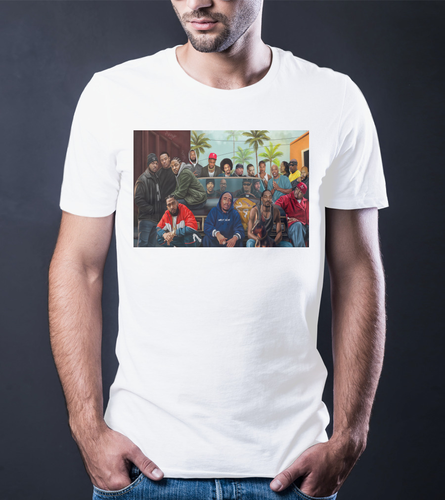 WCHH Hip Hop Legends Collage Icons In Urban Street Scene T-Shirt