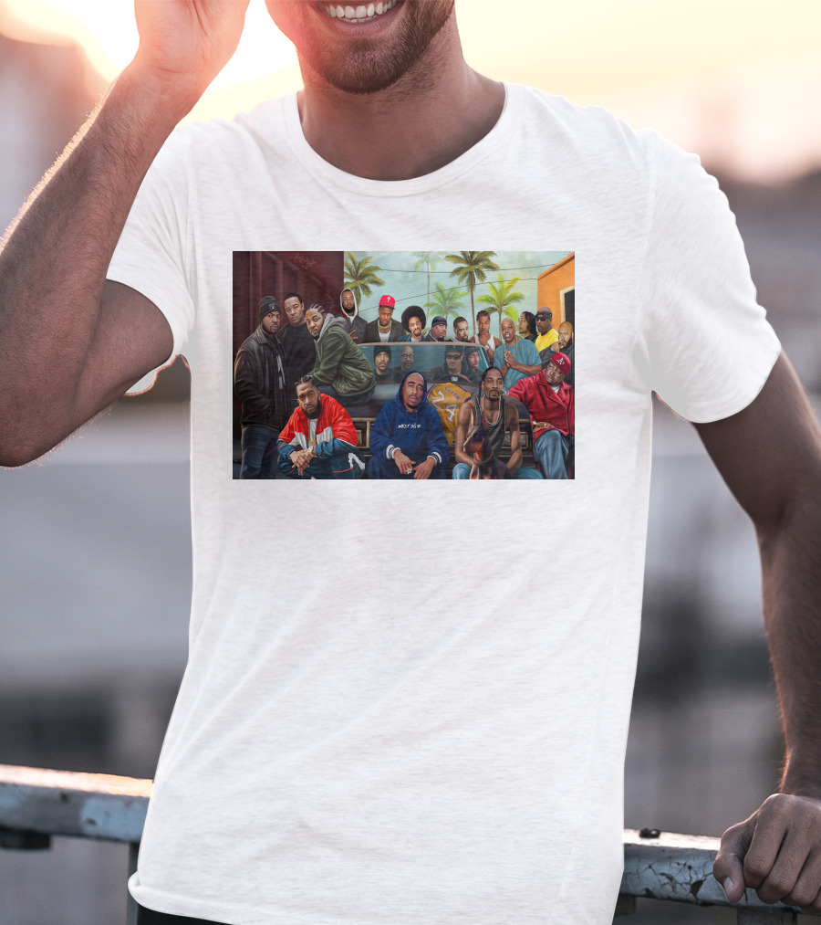 WCHH Hip Hop Legends Collage Icons In Urban Street Scene T-Shirt