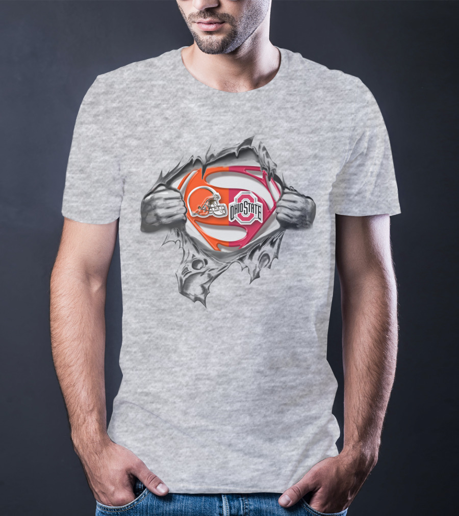 Cleveland Browns Ohio State Buckeyes Superman Logo Mashup T-Shirt