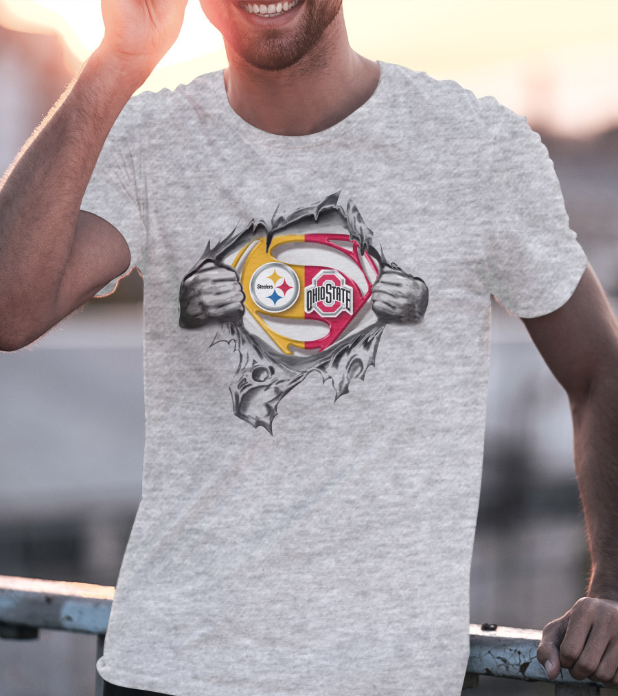 Pittsburgh Steelers Ohio State Buckeyes Superman Logo Mashup T-Shirt
