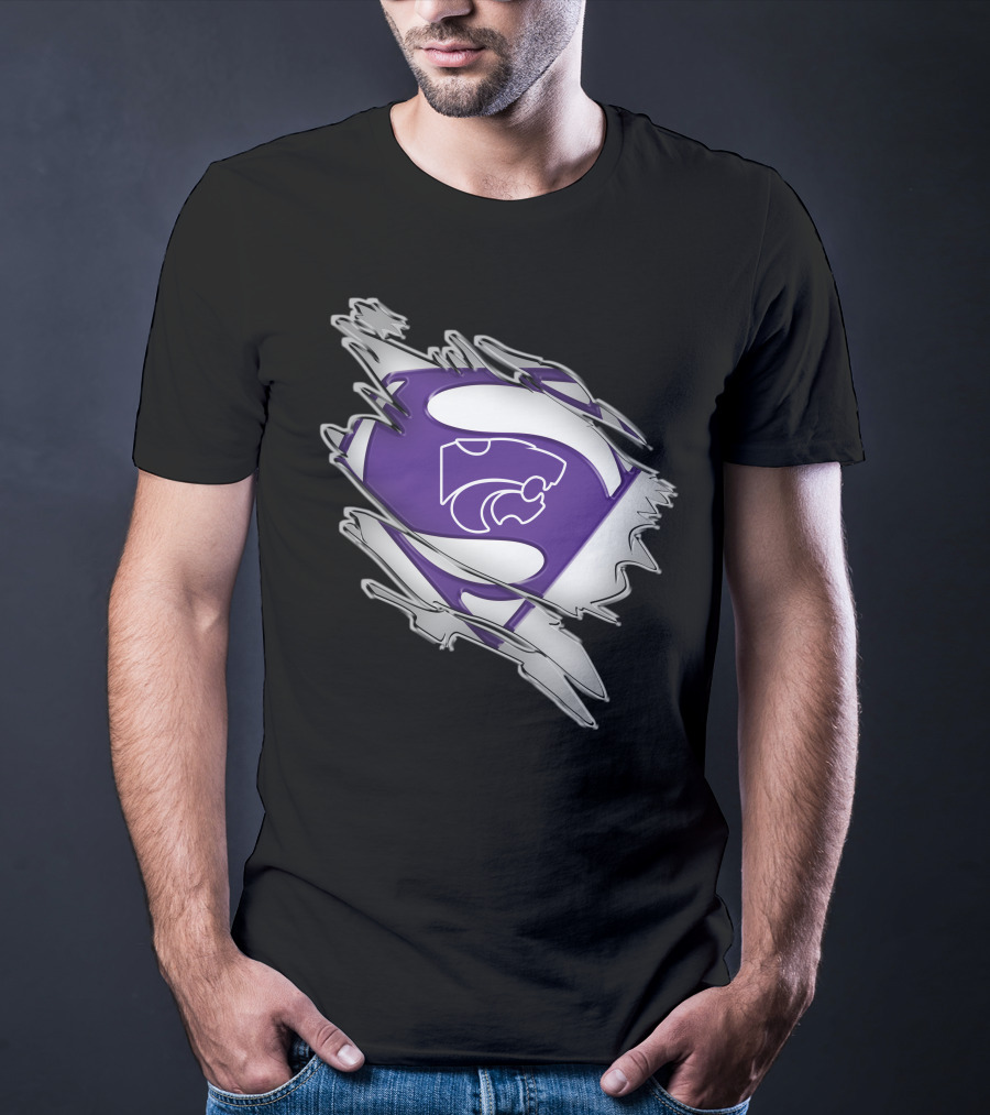 Kansas State Wildcats Superman Logo Scratch Effect T-Shirt