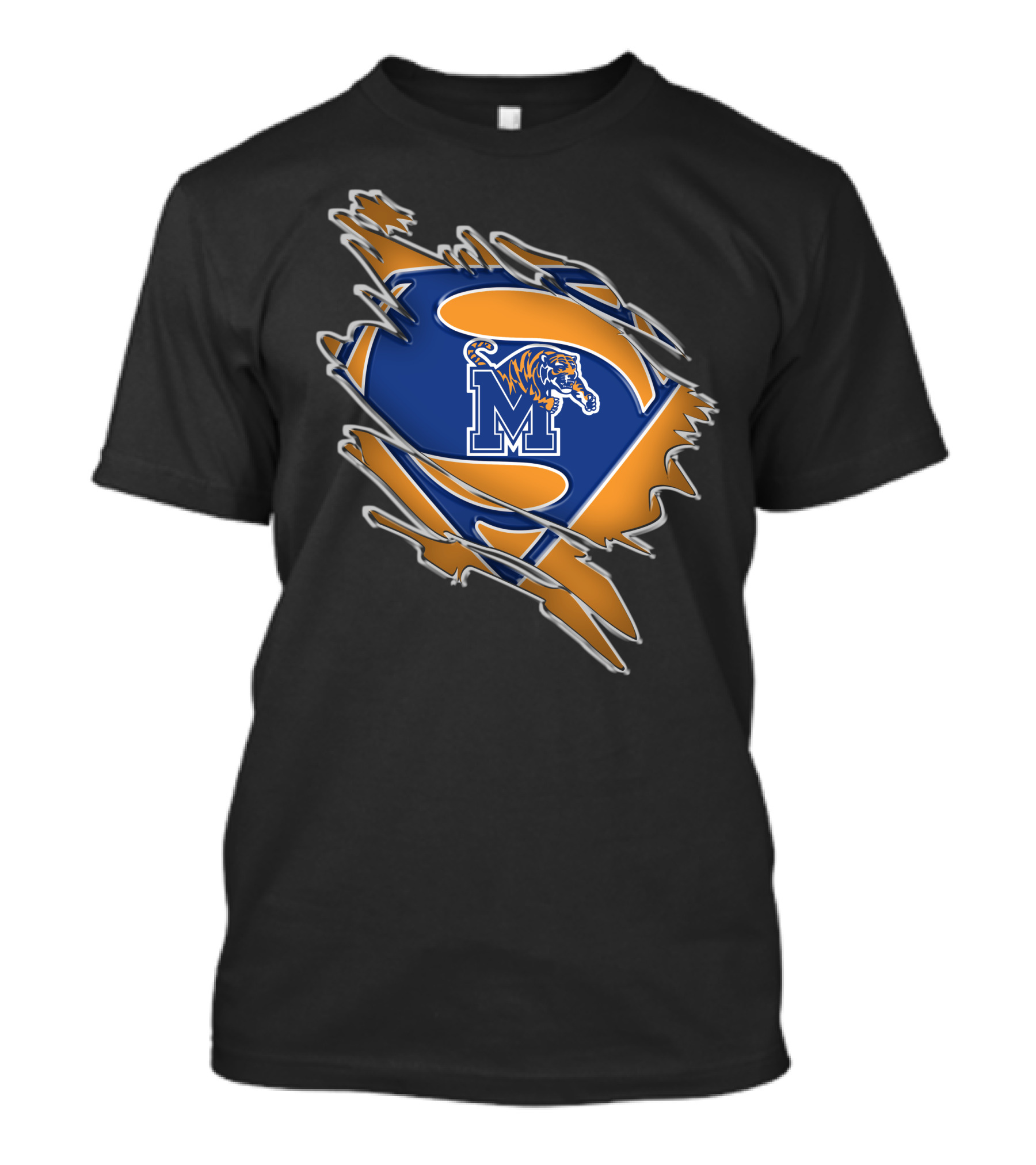 Memphis Tigers Superman Logo Rip T-Shirt