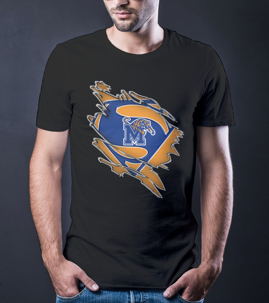 Memphis Tigers Superman Logo Rip T-Shirt