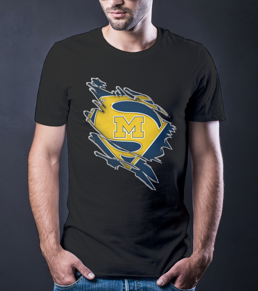 Michigan Wolverines Superman Logo Combination T-Shirt