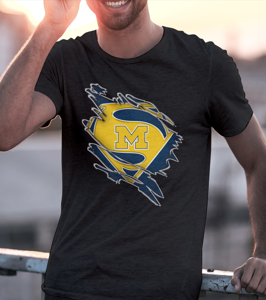 Michigan Wolverines Superman Logo Combination T-Shirt