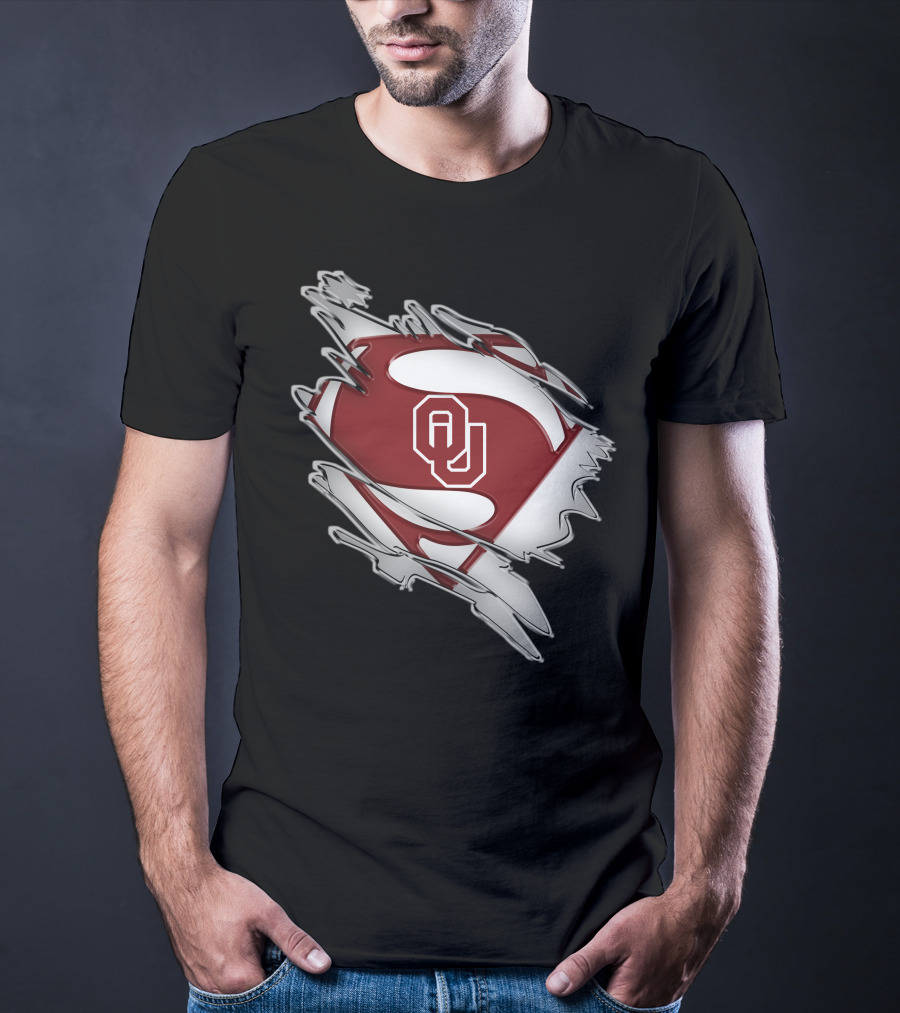 Oklahoma Sooners Superman OU Logo Emblem T-Shirt