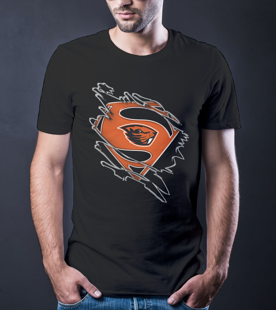 Oregon State Beavers Superman Logo Rip T-Shirt