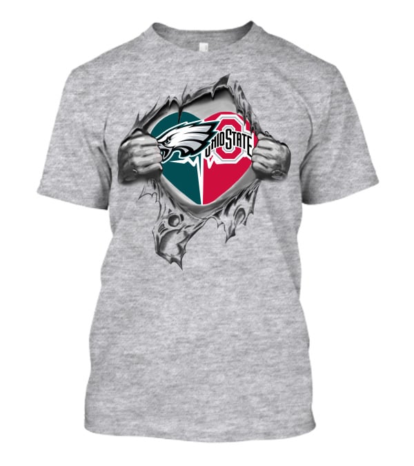 Philadelphia Eagles Ohio State Buckeyes Heart T-Shirt