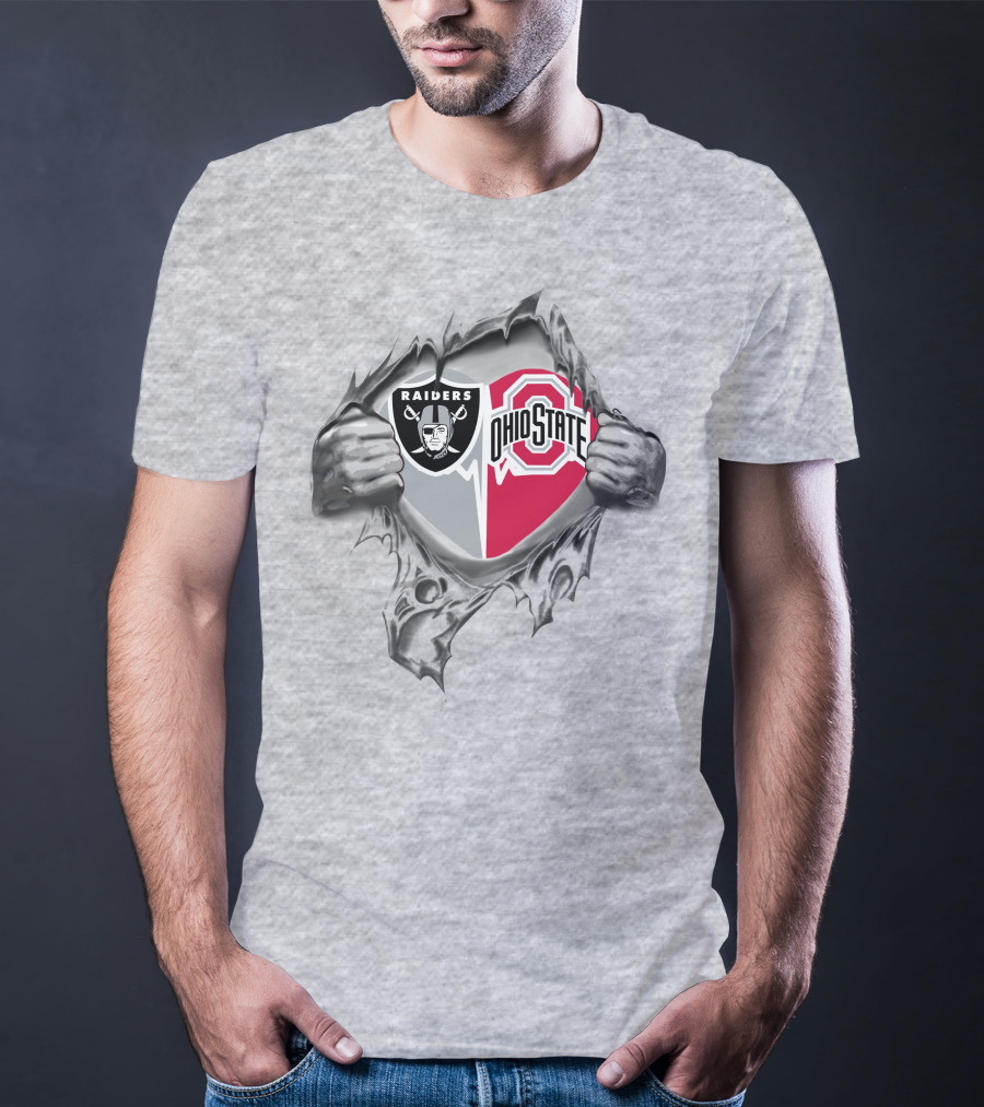 Raiders Ohio State Buckeyes Logo Ripped T-Shirt