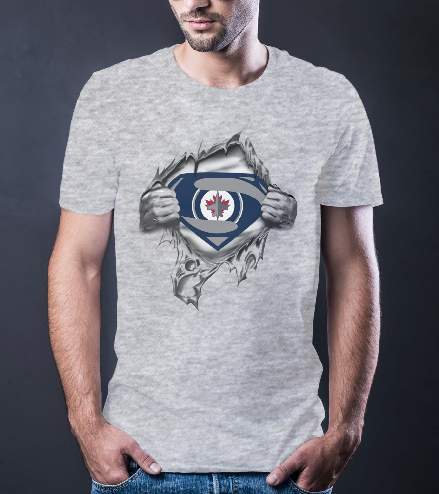 Winnipeg Jets Superhero Logo Reveal T-Shirt