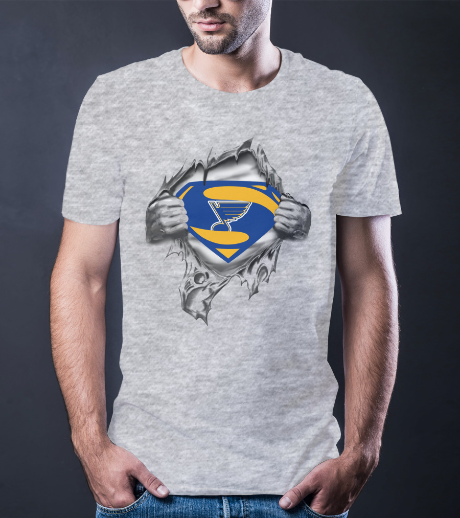 St Louis Blues Superman Emblem Tear T-Shirt