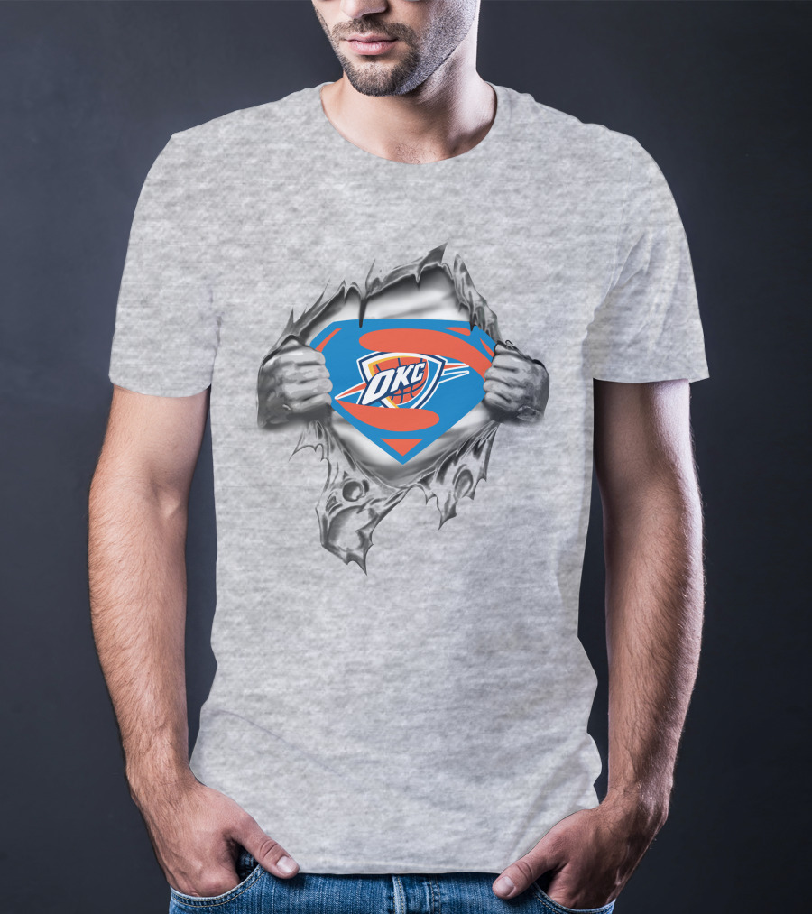 Oklahoma City Thunder Superhero Logo Fusion T-Shirt