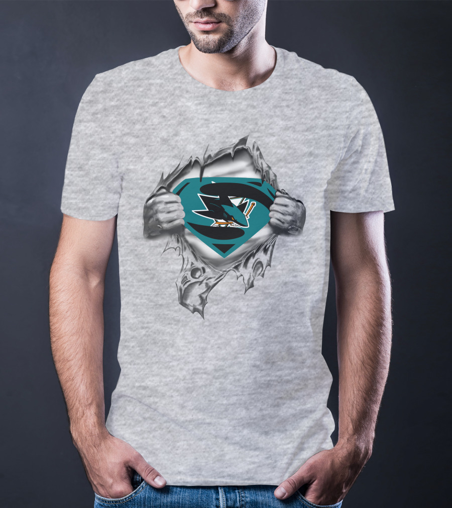 San Jose Sharks Superman Logo Rip T-Shirt