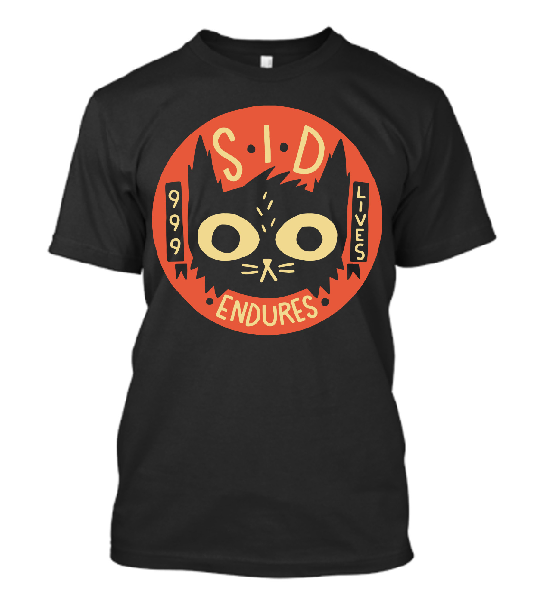 Sid Endures 999 Lives Cat Emblem T-Shirt
