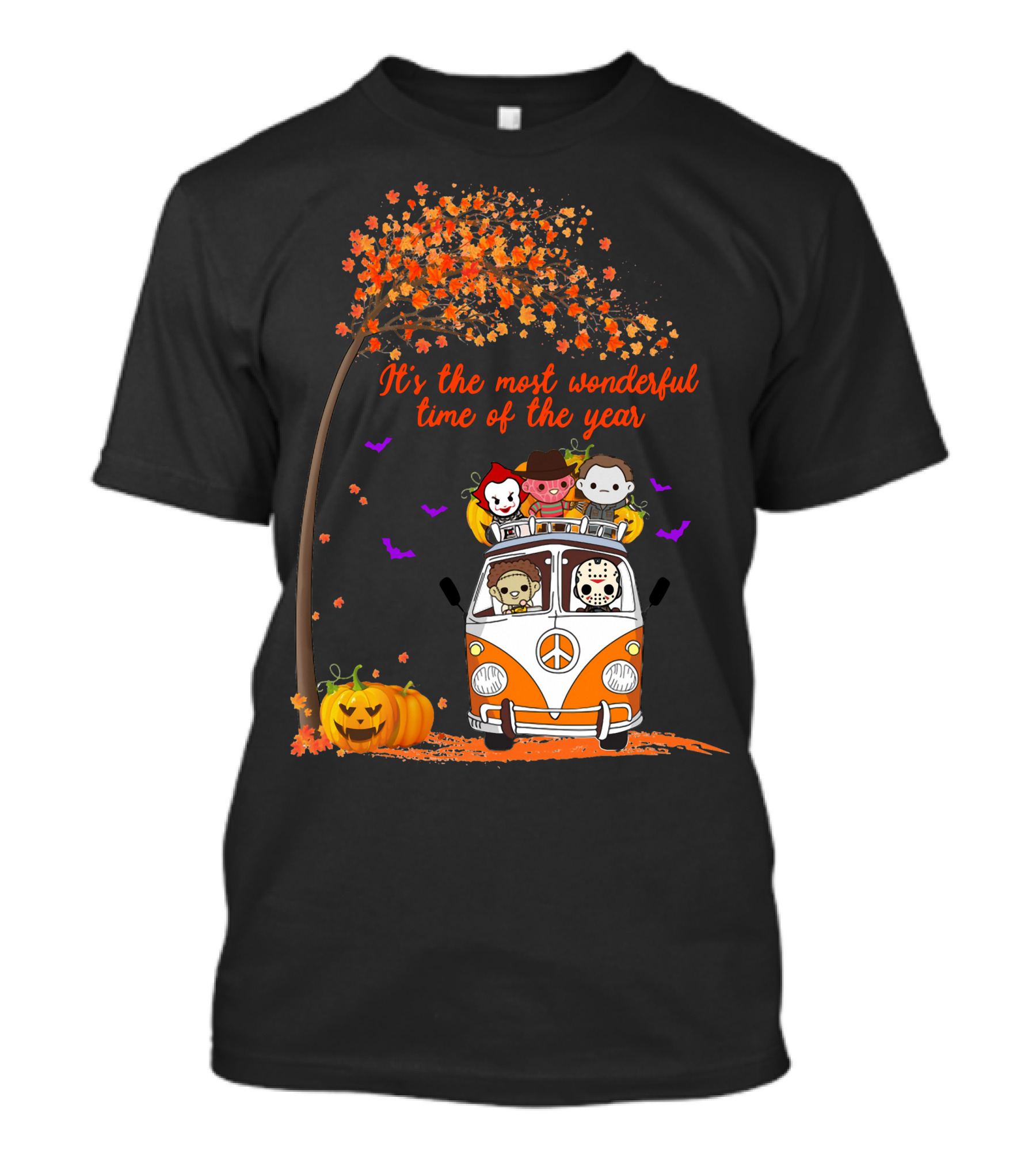 Horror Characters Halloween Road Trip Most Wonderful Time Of The Year T-Shirt