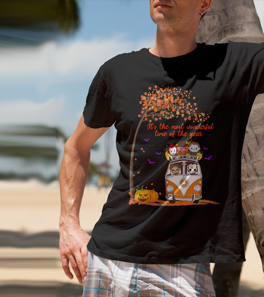 Horror Characters Halloween Road Trip Most Wonderful Time Of The Year T-Shirt