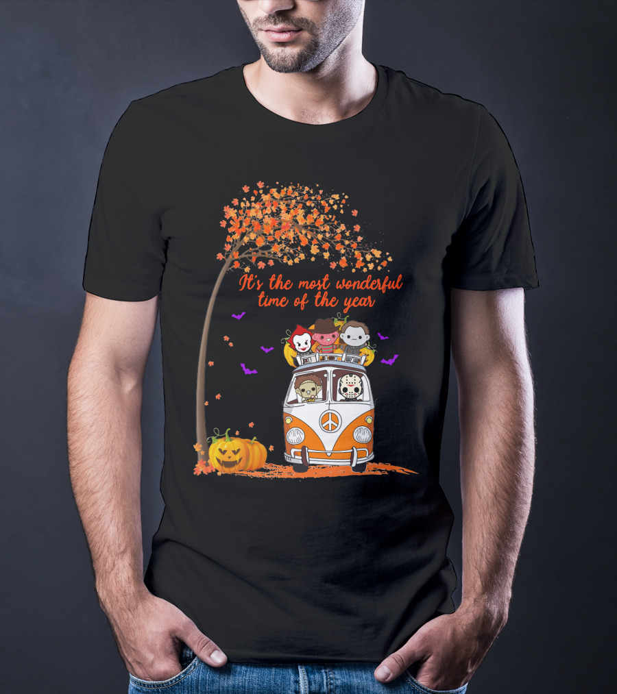 Horror Characters Halloween Road Trip Most Wonderful Time Of The Year T-Shirt