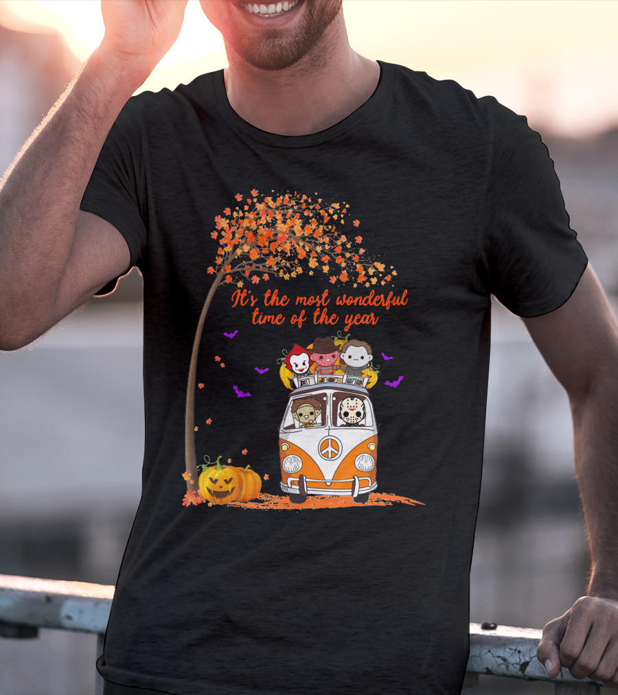 Horror Characters Halloween Road Trip Most Wonderful Time Of The Year T-Shirt