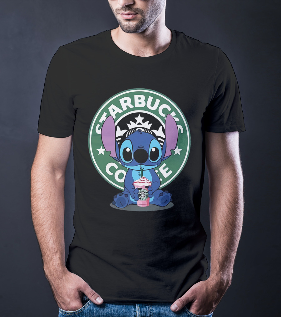 Stitch Drinking Starbucks Coffee T-Shirt