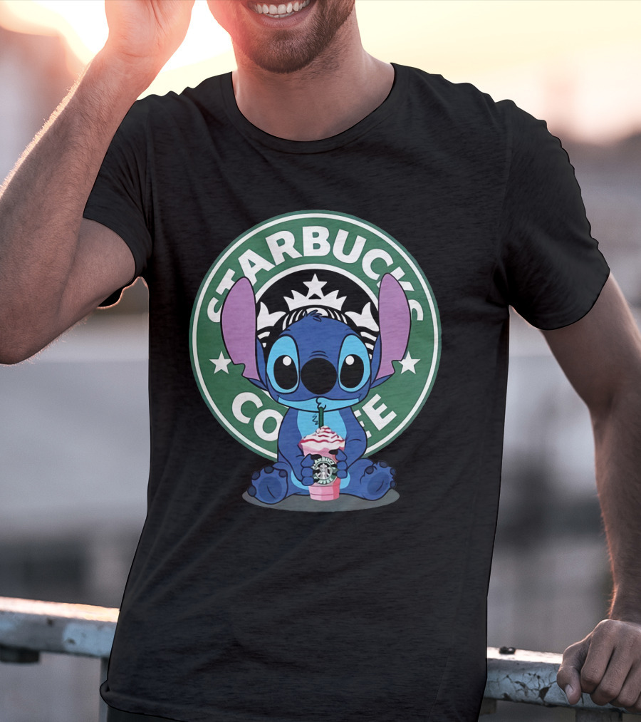 Stitch Drinking Starbucks Coffee T-Shirt