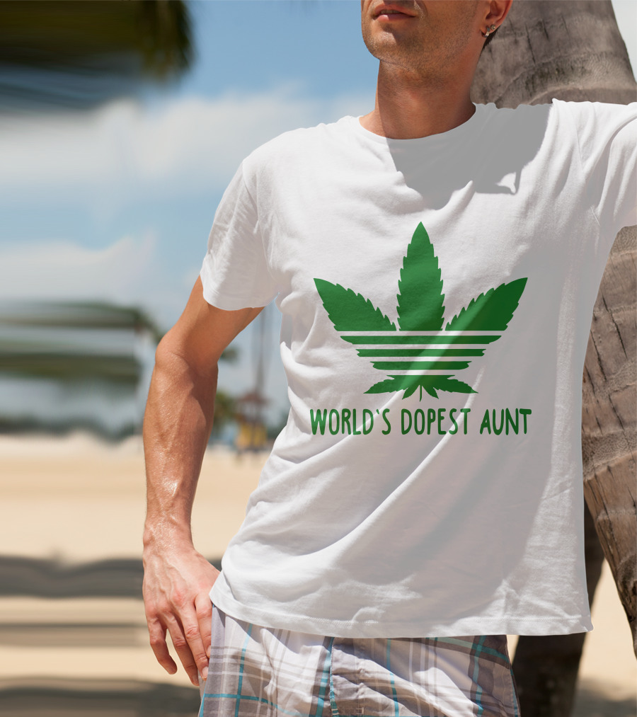 World's Dopest Aunt Marijuana Leaf Stripes T-Shirt