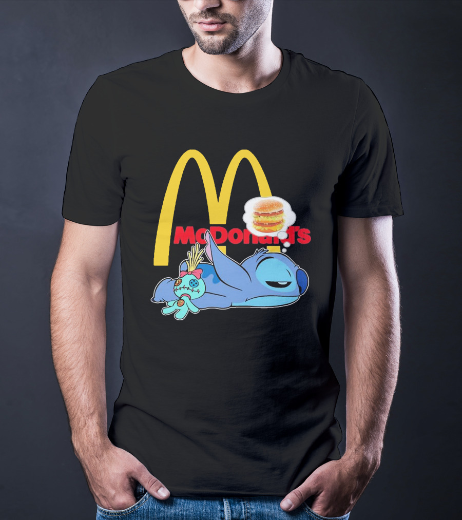 Stitch Sleeping Under McDonald's Golden Arches Dreaming Of Burger T-Shirt