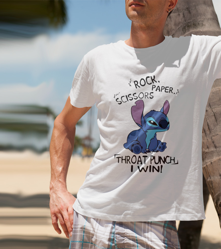 Stitch Rock Paper Scissors Throat Punch I Win T-Shirt