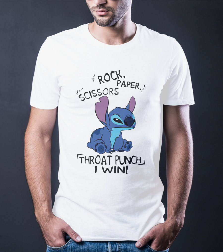 Stitch Rock Paper Scissors Throat Punch I Win T-Shirt