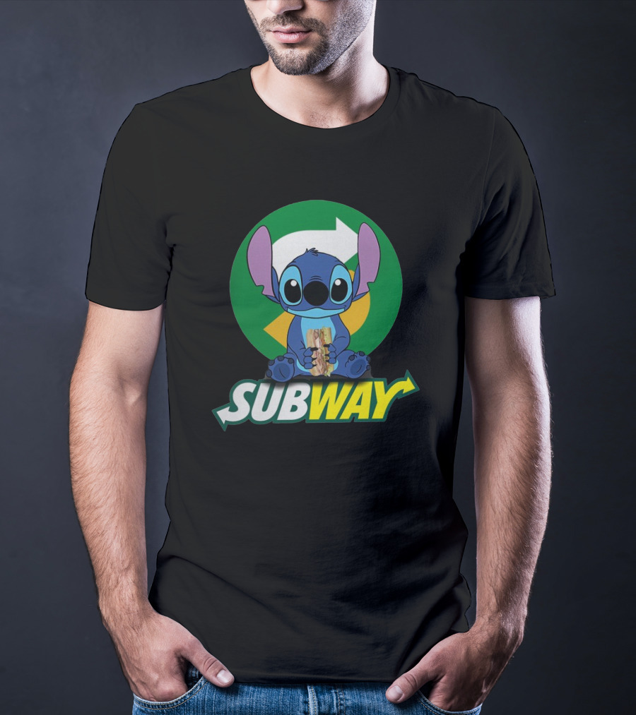 Baby Stitch Holding Subway Sandwich T-Shirt
