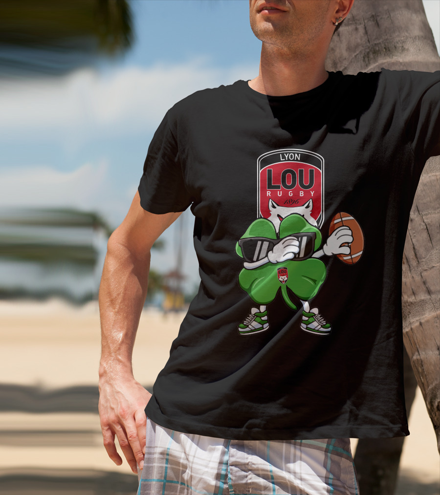 LOU Rugby Lyon 1896 Shamrock Mascot With Rugby Ball T-Shirt