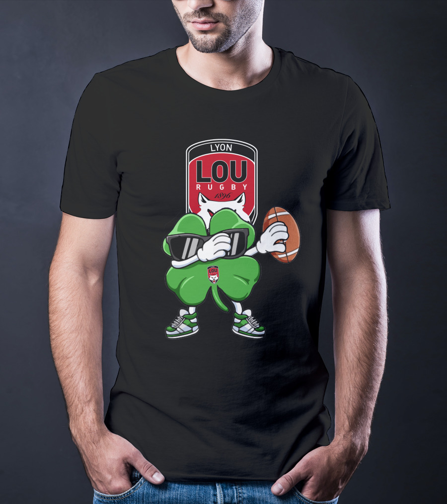 LOU Rugby Lyon 1896 Shamrock Mascot With Rugby Ball T-Shirt