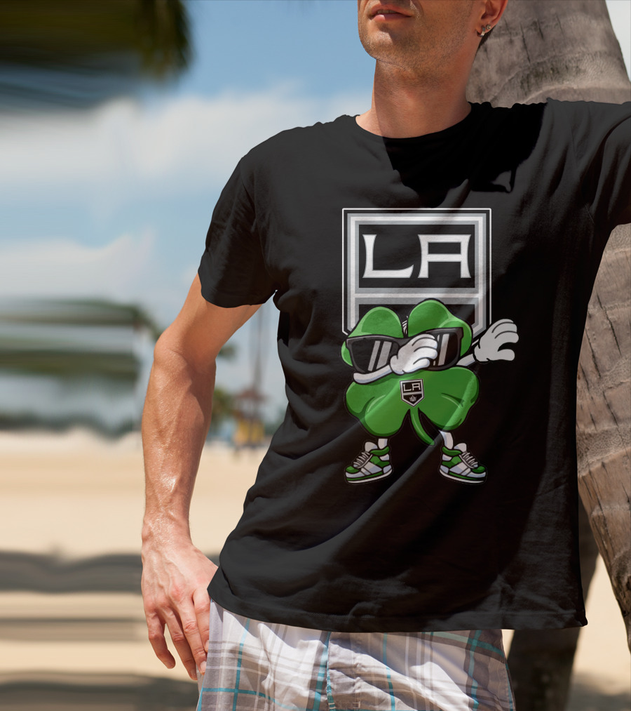 LA Kings Dabbing Shamrock With Sunglasses And Sneakers T-Shirt