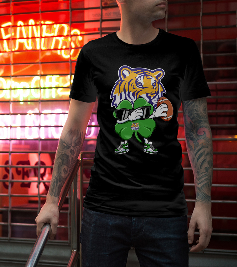 LSU Football Tiger And Shamrock With Football T-Shirt
