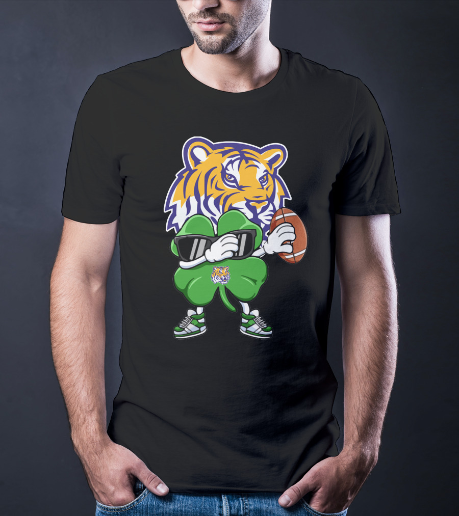 LSU Football Tiger And Shamrock With Football T-Shirt