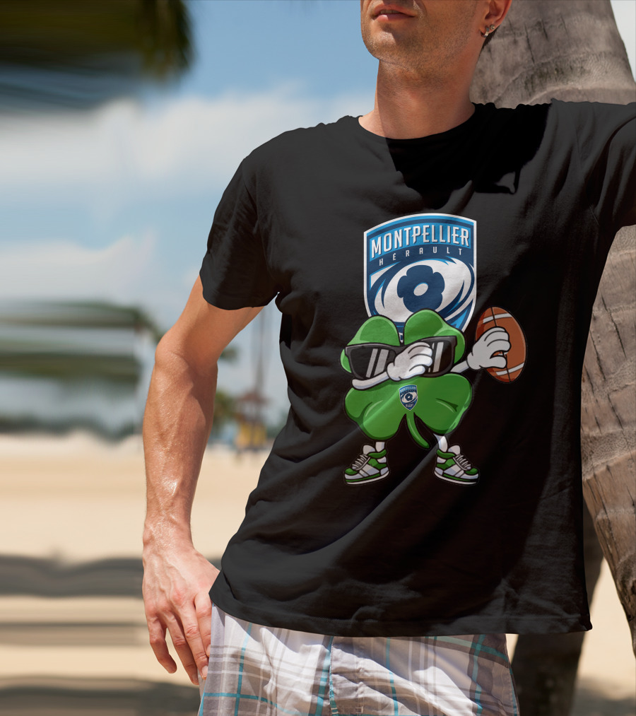 Montpellier Hérault Rugby Cool Clover Football Character T-Shirt