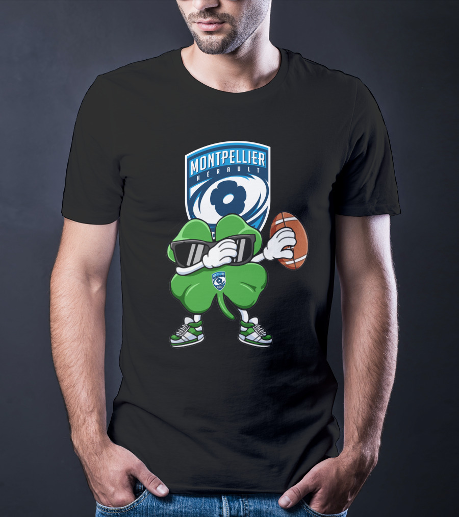 Montpellier Hérault Rugby Cool Clover Football Character T-Shirt