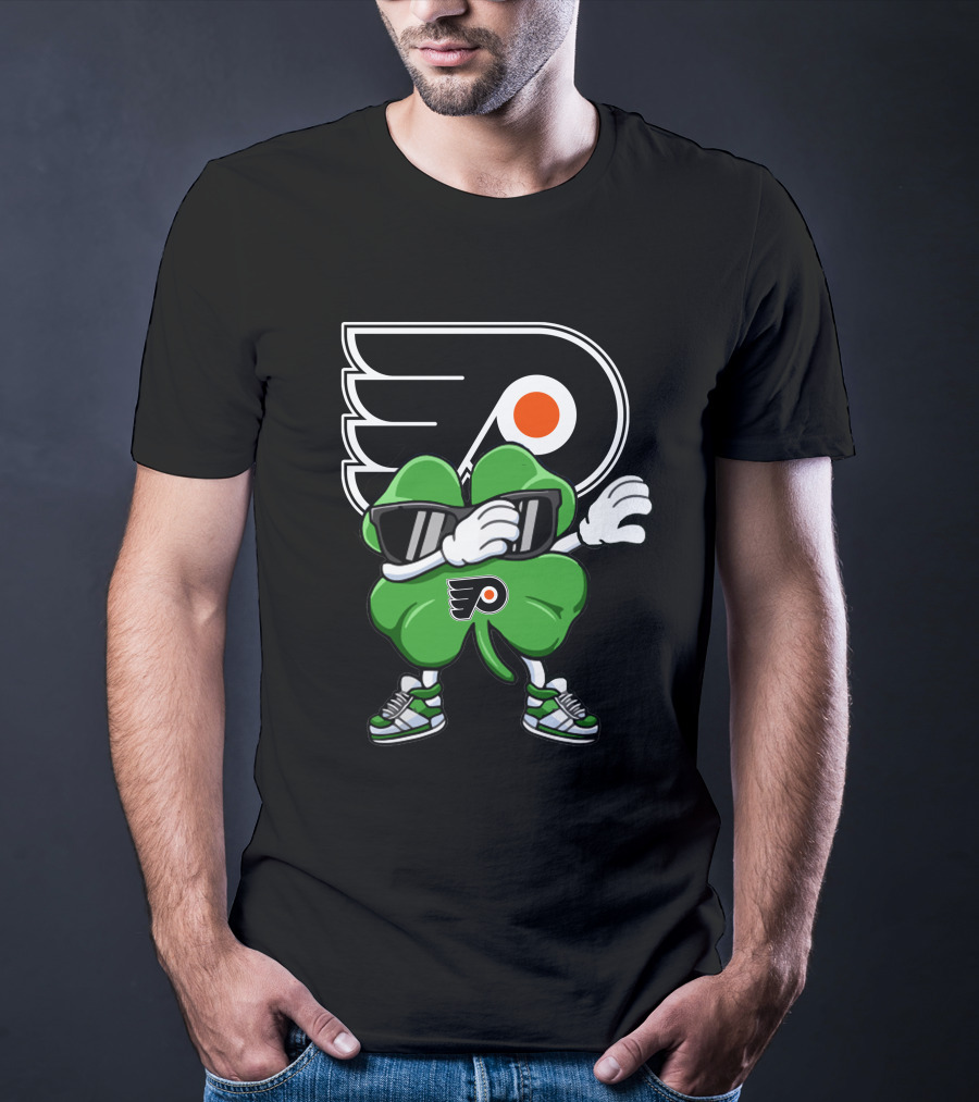 Philadelphia Flyers Clover Dab With Mascot Sneakers And Shades T-Shirt