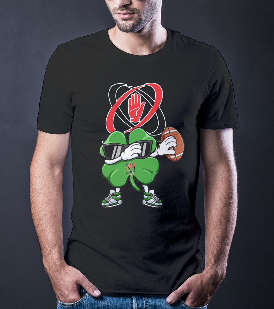 Ulster Rugby Clover Football Icon With Red Hand T-Shirt