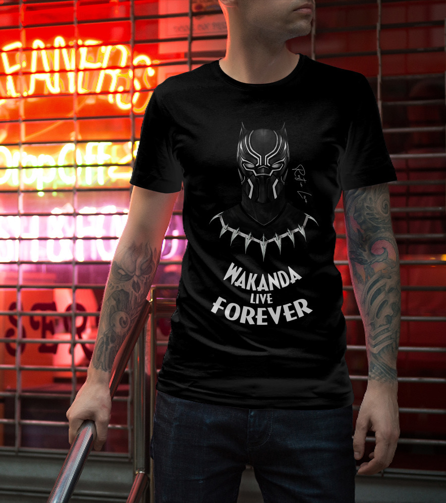 BlxckPantherWakanda BPW2908 Wakanda Live Forever T-Shirt