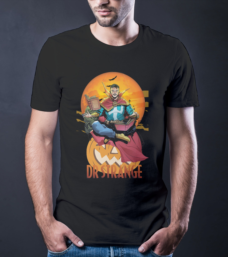 Dr Strange Halloween Comic Art Pumpkin Moon T-Shirt