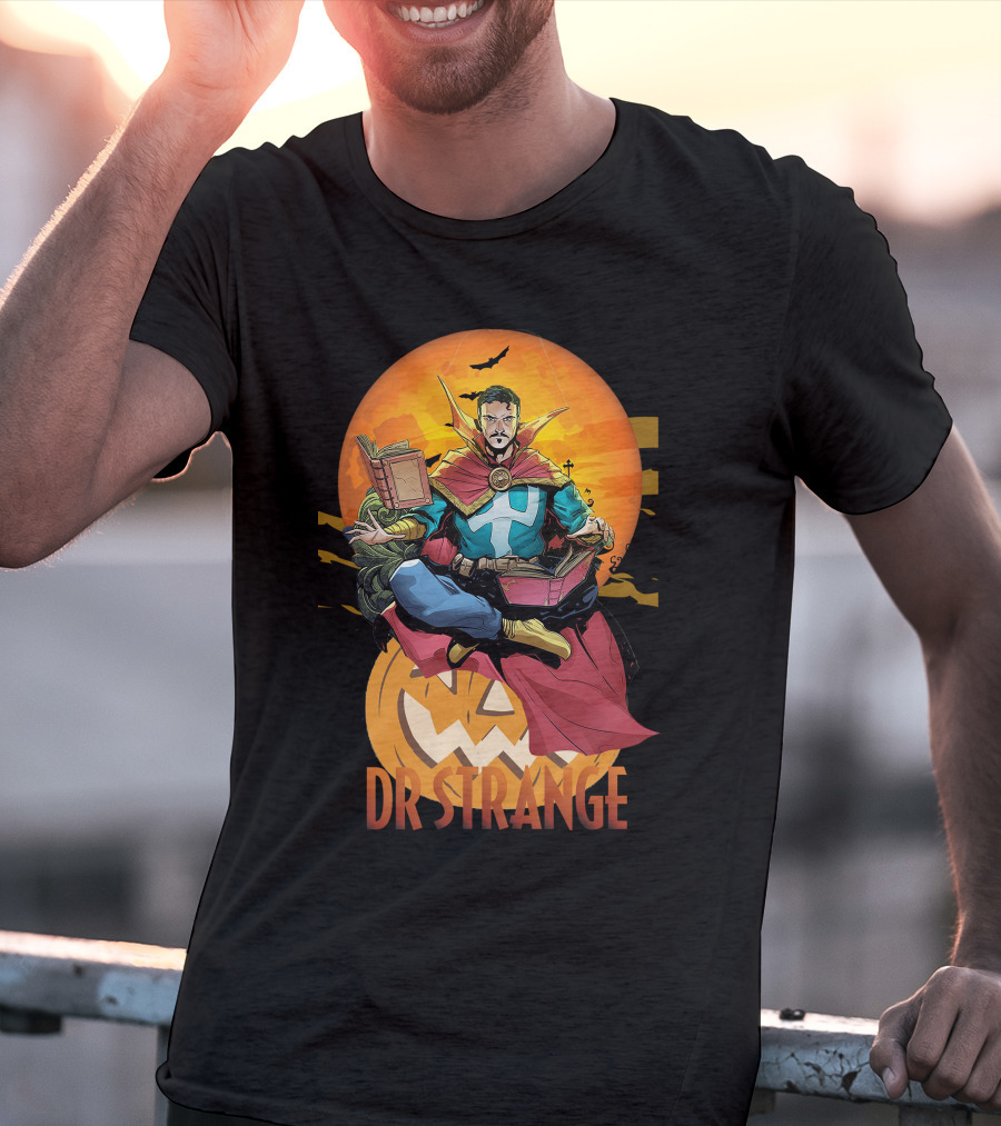 Dr Strange Halloween Comic Art Pumpkin Moon T-Shirt
