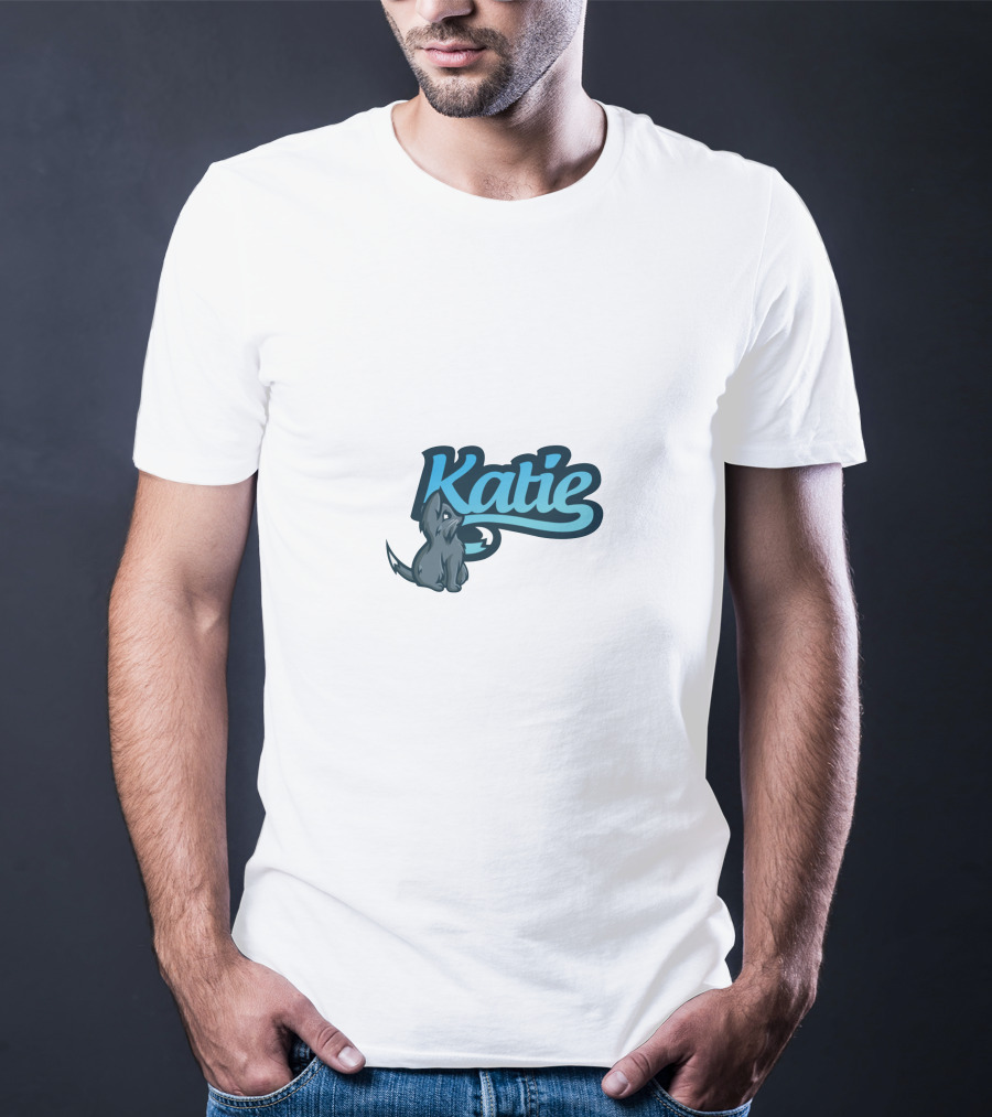 Katie Pup Blue Script T-Shirt