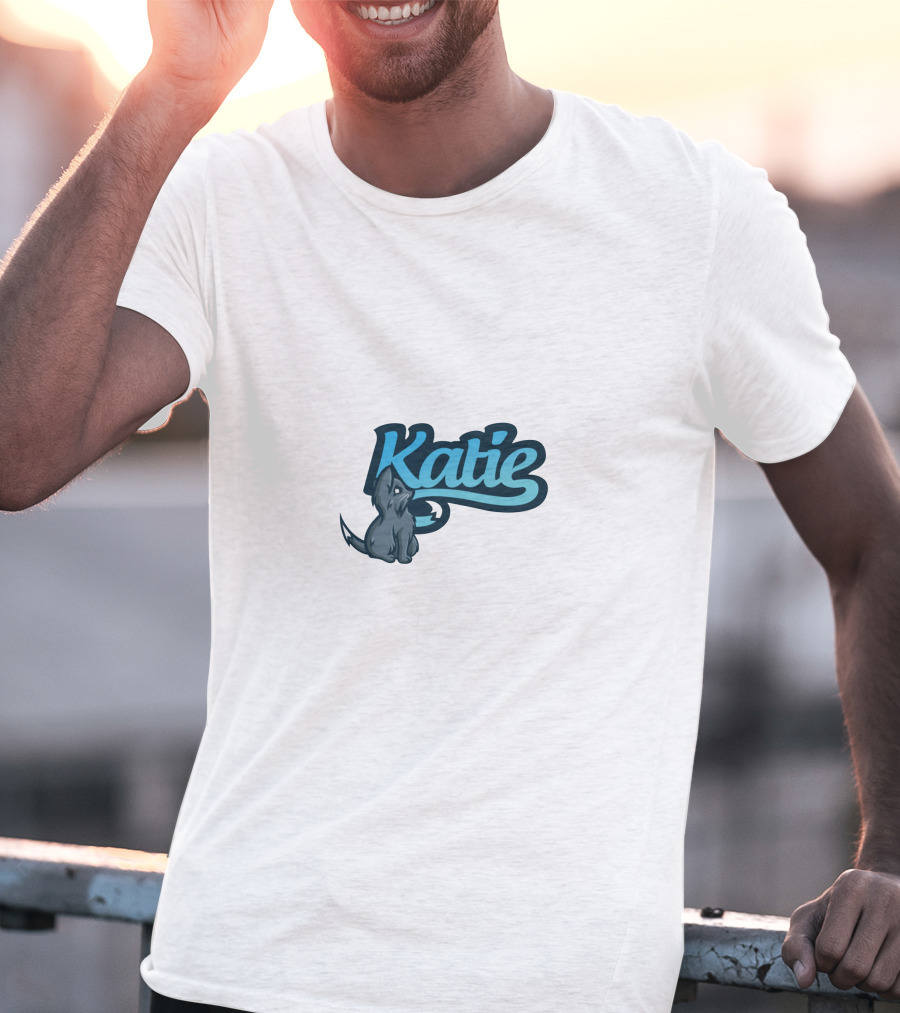 Katie Pup Blue Script T-Shirt