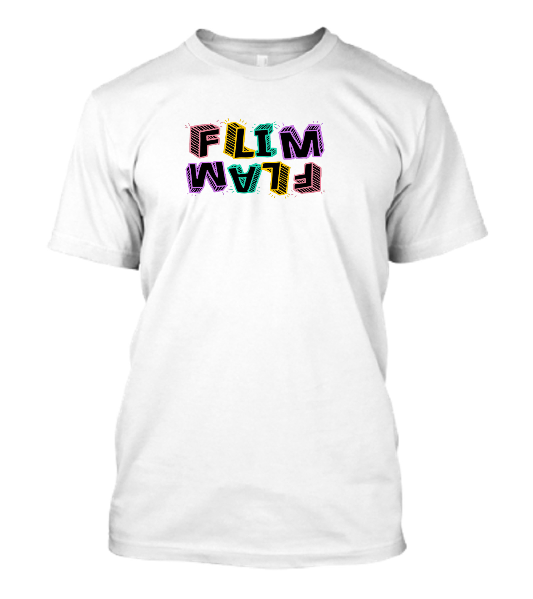 FLIMFLAM Colorful Retro Text Block T-Shirt