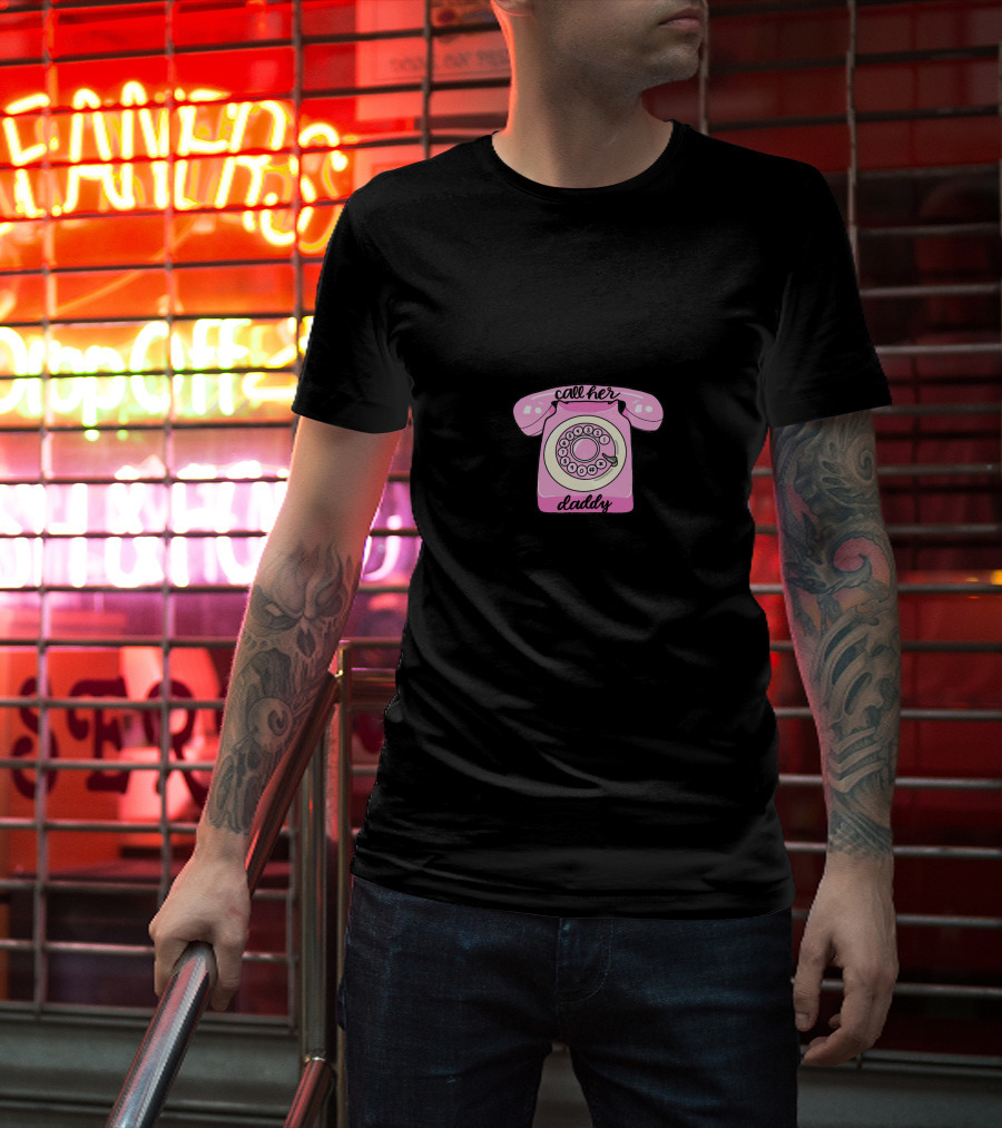 Call Her Daddy Pink Retro Telephone T-Shirt
